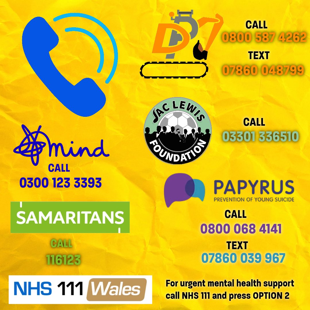 Today, is World Mental Health Day but please remember… 

“It’s okay to talk about your mental health, today, tomorrow and every day”🗣️

These are just some of the charities doing great work in the local community and all around Wales❤️