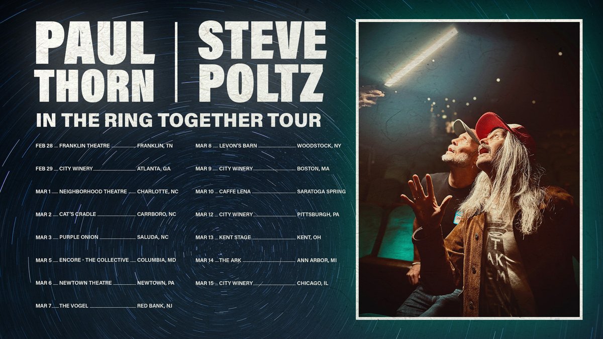 ¡Huuuuuuge announcey-mint! I’m gonna do a tour with my friend Paul Thorn. Heck yes. So now I get to announce the dates, cities and venues. Hope to see you at every single show. Presale begins Wednesday Oct 11, at 10am local time with password: INTHERING Cheers! Steve P