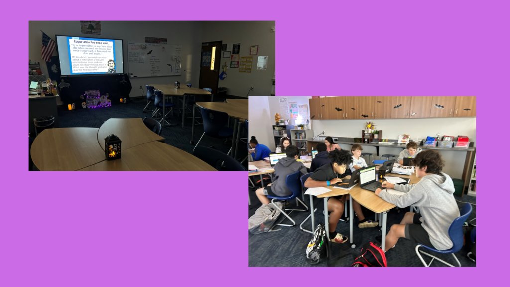 Ms. Harvey's students were introduced to the writing of Edgar Allan Poe with a spooky atmosphere and a WebQuest.