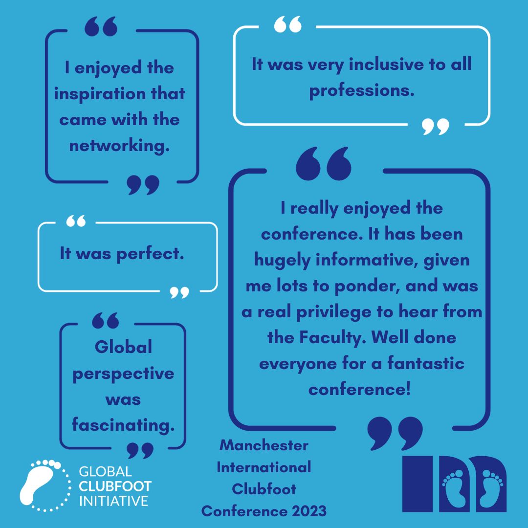 GlobalClubfoot's tweet image. What wonderful feedback from the Manchester International Clubfoot Conference! We had a truly international gathering - 163 attendees from over 17 countries, including Africa, Europe, India, the USA and the UK. 
 #ManchesterInternationalClubfootConf2023 #ConferenceSuccess