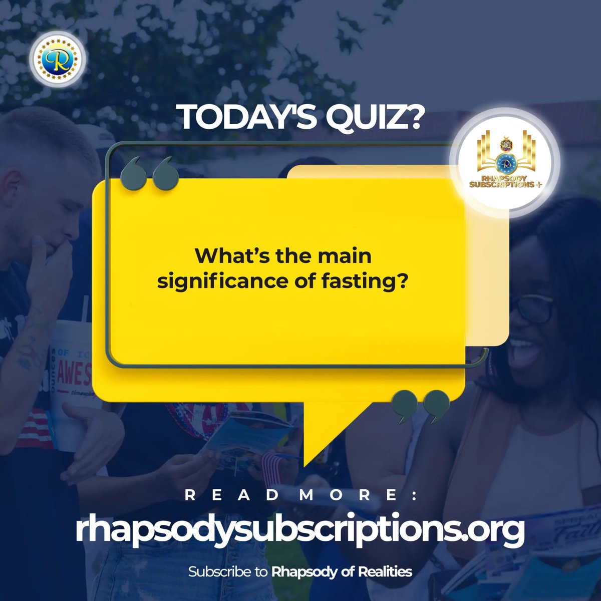 ⓉⓄⒹⒶⓎ❜Ⓢ ⓇⓄⓇ ⓆⓊⒾⓏ 

A sure way to double check how effectively you studied your Rhapsody of Realities Today! 😃😃

🎯 Retweet & Drop your answers via the comments section. Let's Go!!!

#ReachOutWorld #quiz #quizinstagram #QuizOfTheDay #RhapsodySubscription #Gaza…
