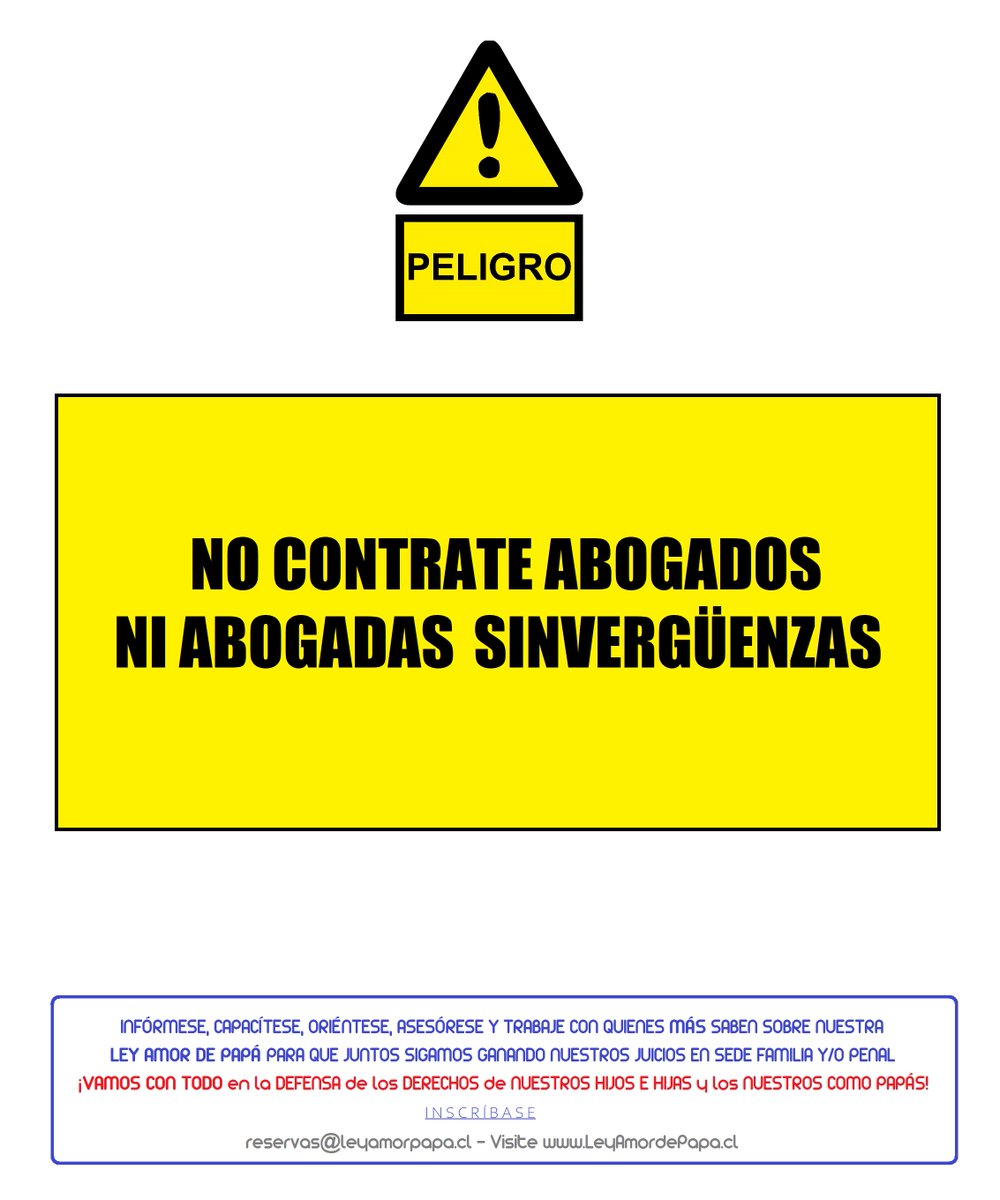 AmordePapa's tweet photo. TENGA CUIDADO. NO SE EQUIVOQUE. Hay muchos de éstos

¿HASTA CUÁNDO ESPERARÁ PARA DEFENDER BIEN INFORMADO LOS DERECHOS DE SUS HIJOS?

CAPACITACIÓN ESPECIALIZADA Y PERSONALIZADA ONLINE en #LEYAMORDEPAPÁ

Trabaje con profesionales realmente especializados:  reservas@leyamordepapa.cl https://t.co/ggvIDctvOT