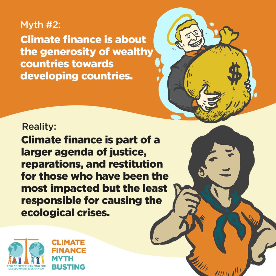 cs_ffd's tweet photo. 🌏 #ClimateFinanceMyth 2: "Climate finance is about generosity." Reality: It's justice, reparations, & restitution. Wealthy nations must fulfil their commitments to mitigate the climate crisis! 🌿 #ClimateJustice #ReclaimOurFuture #AM2023 https://t.co/2a4QtRR4IX https://t.co/69ltBUZXGB