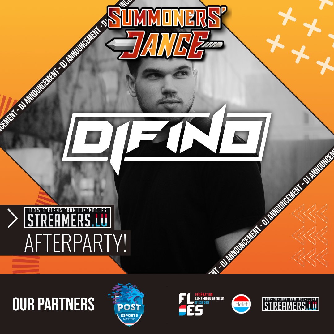 Today we would like to announce the first of our three DJ's: <a href="/itsdifino/">DIFINO</a> 🔊🎉

The uprising DJ has become a resident at some of the biggest events in luxembourg  and even performed internationally. 🌍🌟

Catch him and his music on the streamers.lu #Afterparty 🎧