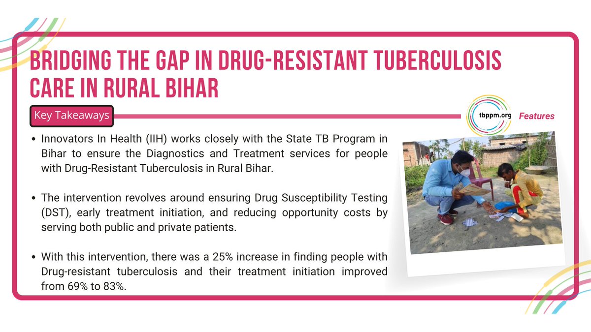 tb_ppm's tweet photo. @IIHIndia is making a significant impact in rural Bihar by partnering with the State TB Program.
Read in our latest #TBPPMFeatures 👉https://t.co/D0tGGs65pG https://t.co/q7TvwZOD8z
