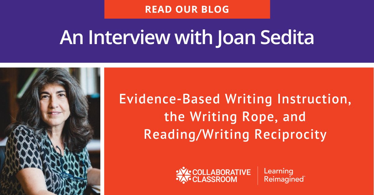 "Reading and writing are both built on the same foundation of oral language. They are like two buckets drawing water from a common well." Read our new interview with Joan Sedita, founder of <a href="/KeystoLiteracy/">Keys to Literacy</a> and author of The Writing Rope. collabclass.link/3RTolsN