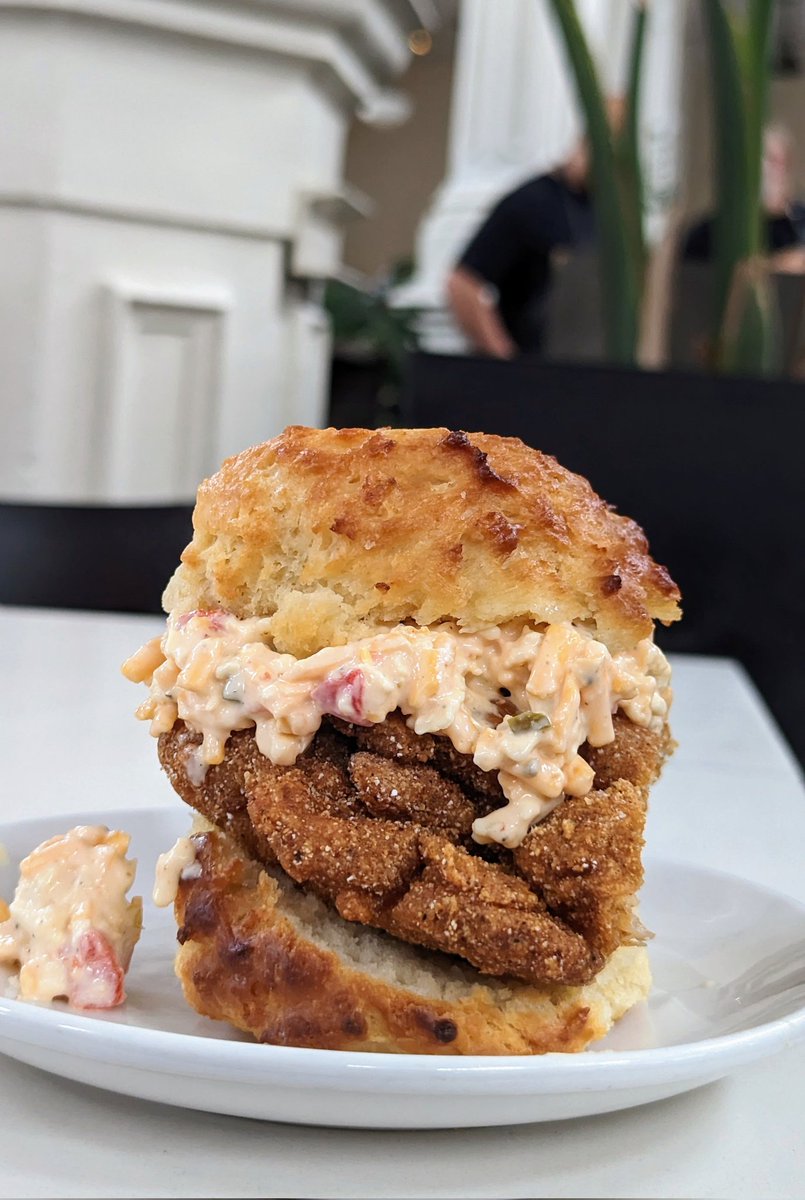 Breakfast is back at St Roch Market <a href="/SmartassChef/">SmartassChef</a> is back and better than ever with <a href="/feteaufete/">Fete au Fete StrEATery</a>. Fried and True chicken biscuit with pimento cheese.