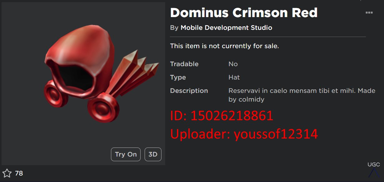 Dominus Crimson 's Code & Price - RblxTrade