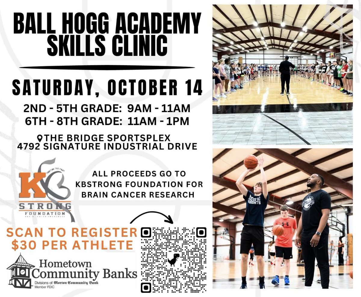 Saturday, October 14th in partnership with KBstrong - Fighting the Fight & Thee Toc 🏀 ALL proceeds go to the KBstrong foundation for brain cancer research 🧡 Cost is $30 per athlete. T-Shirt included! #jointhefight Register ✅ apps.daysmartrecreation.com/dash/x/#/onlin… 📍 Bridge Sportsplex