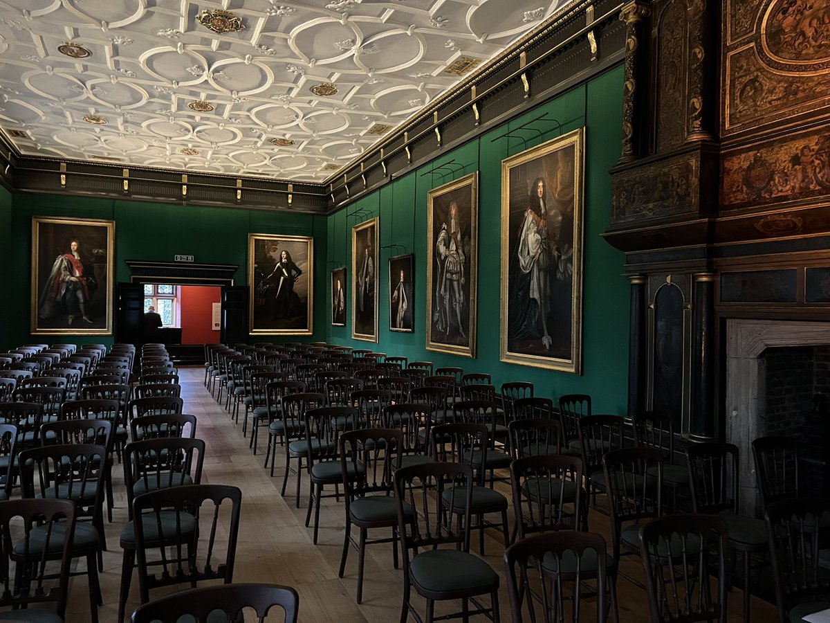 TracyBorman's tweet photo. The stage is set for my talk at @CharterhouseEC1 This place never fails to take my breath away. Thanks so much @PeterAiers for hosting me (and those two Tudor queens 👑) #anneboleyn #elizabethi @HodderBooks https://t.co/wAKfe6r353