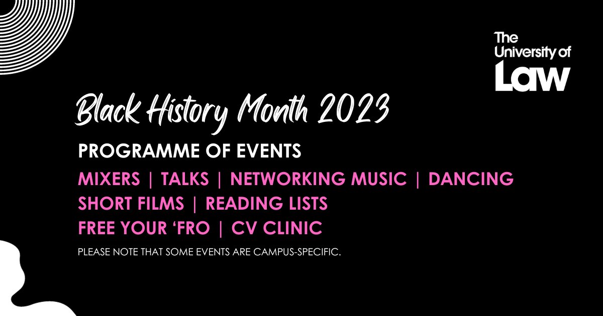 ULawStudents's tweet image. The ULaw BHM Planning Group is delighted to launch this year's programme of events!

✊🏿 Mixer events
✊🏾 Virtual short film event, reading lists, and digital resources
✊🏽 #FreeYourFro campaign celebrating afro hair

studentsunion.law.ac.uk/main-menu/camp…

#ULaw
#BHM
#BHM2023
#BlackHIstoryMonth