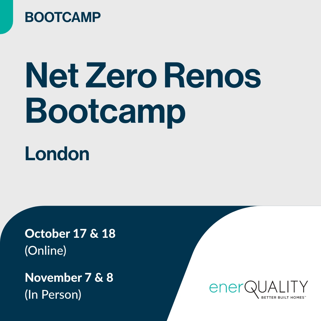 EnerQuality's tweet image. One week away! Are you based in #LondonON or nearby? This Net Zero Renos Bootcamp offers highly intensive CHBA #NetZero training for those eager to be involved in this growing sector!

Register now before spots fill up: bit.ly/44zsqoU   

#BuildingCode