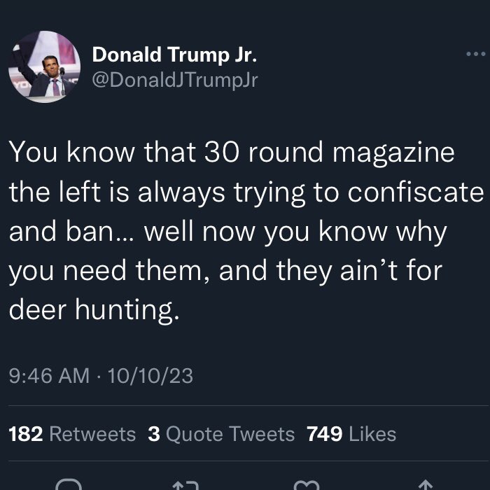 The son of an insurrectionist calling on his supporters to arm up with “30 round magazines” should be a bigger story