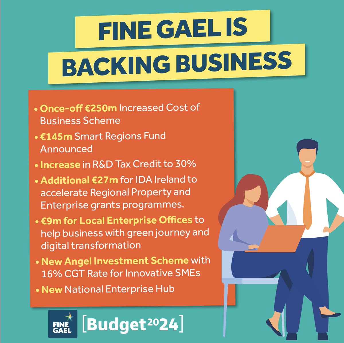 Fine Gael continues to back business in #Budget2024 Here's how: