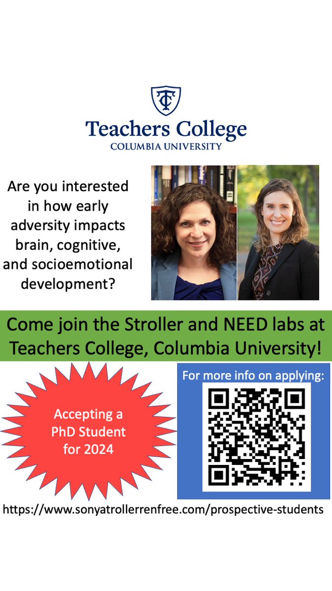 I am happy to announce that <a href="/KimberlyGNoble/">Dr. Kimberly Noble</a> and I will likely be accepting a co-mentored PhD student!  If you are interested in how early experiences shape the brain, cognition, and socioemotional development, come and join us!