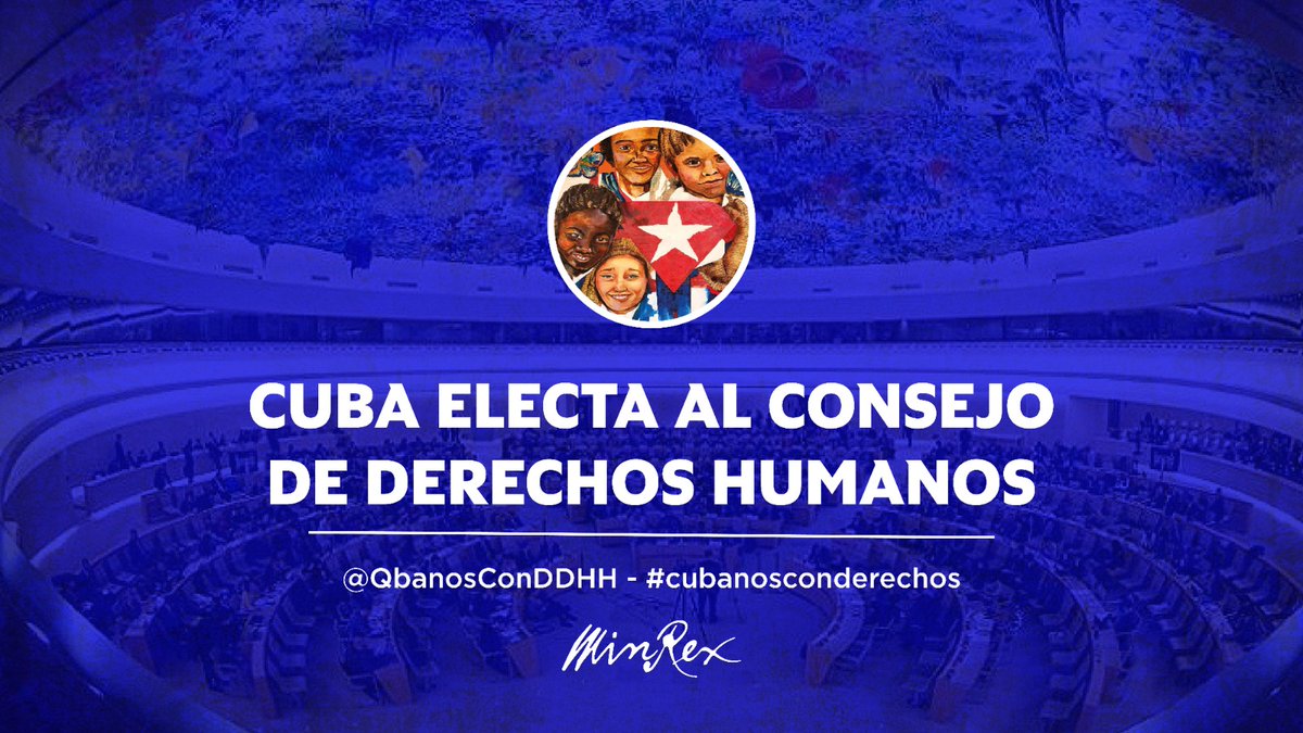 RodoBenitezV's tweet photo. CUBA fue electa hoy por la Asamblea General ONU como miembro del Consejo Derechos Humanos para 2024-2026. Fue el país de América Latina y el Caribe que recibió más votos. En la imagen celebrando este nuevo triunfo del pueblo cubano https://t.co/zmhYfBxg9d