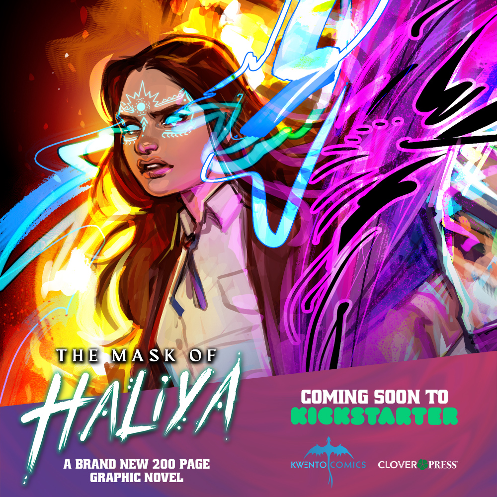 clover_press's tweet image. The Mask of Haliya is coming to Kickstarter very soon! Presented by an all-Asian, all-female creative team, this new graphic novel aims to highlight Philippine mythology and intergenerational relationships. Sign up here: tinyurl.com/maskofhaliya2

#maskofhaliya #kwentocomics