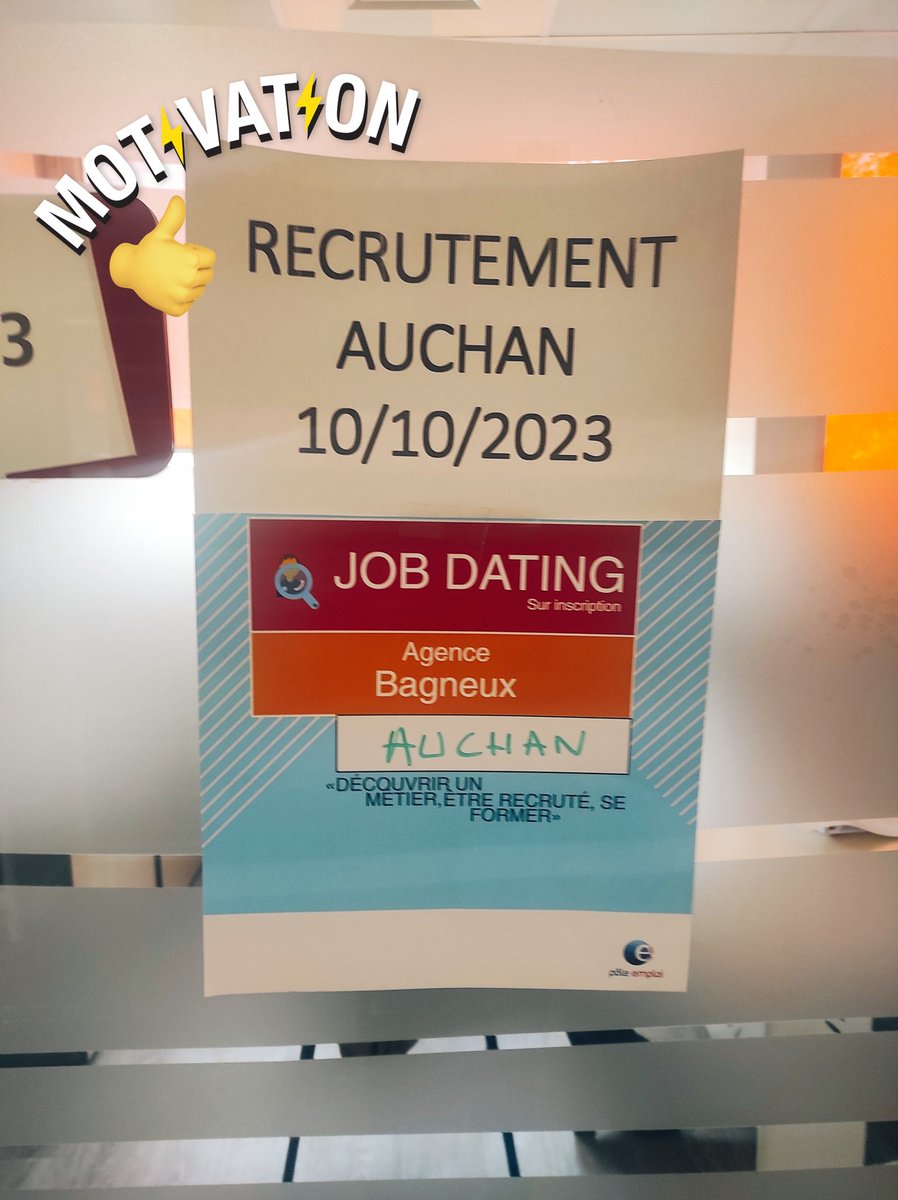 Aujourd'hui l'agence de Bagneux accompagne <a href="/AUCHAN_France/">Auchan</a> pour l'ouverture du prochain magasin #bagneux 💯 Entretien en cours 🤫⏳ bonne chance aux candidats! 🍀🤞