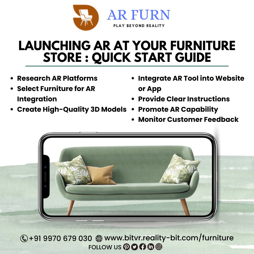 ar_furn's tweet image. Revamp your furniture store with AR! Follow these steps to create an immersive shopping experience for your customers.
.
#FurnitureAR #VirtualShowroom #ARIntegration #3DModels #EnhancedShopping #CustomerEngagement #ARInnovation #FurnitureTech #ImmersiveRetail #FutureOfShopping