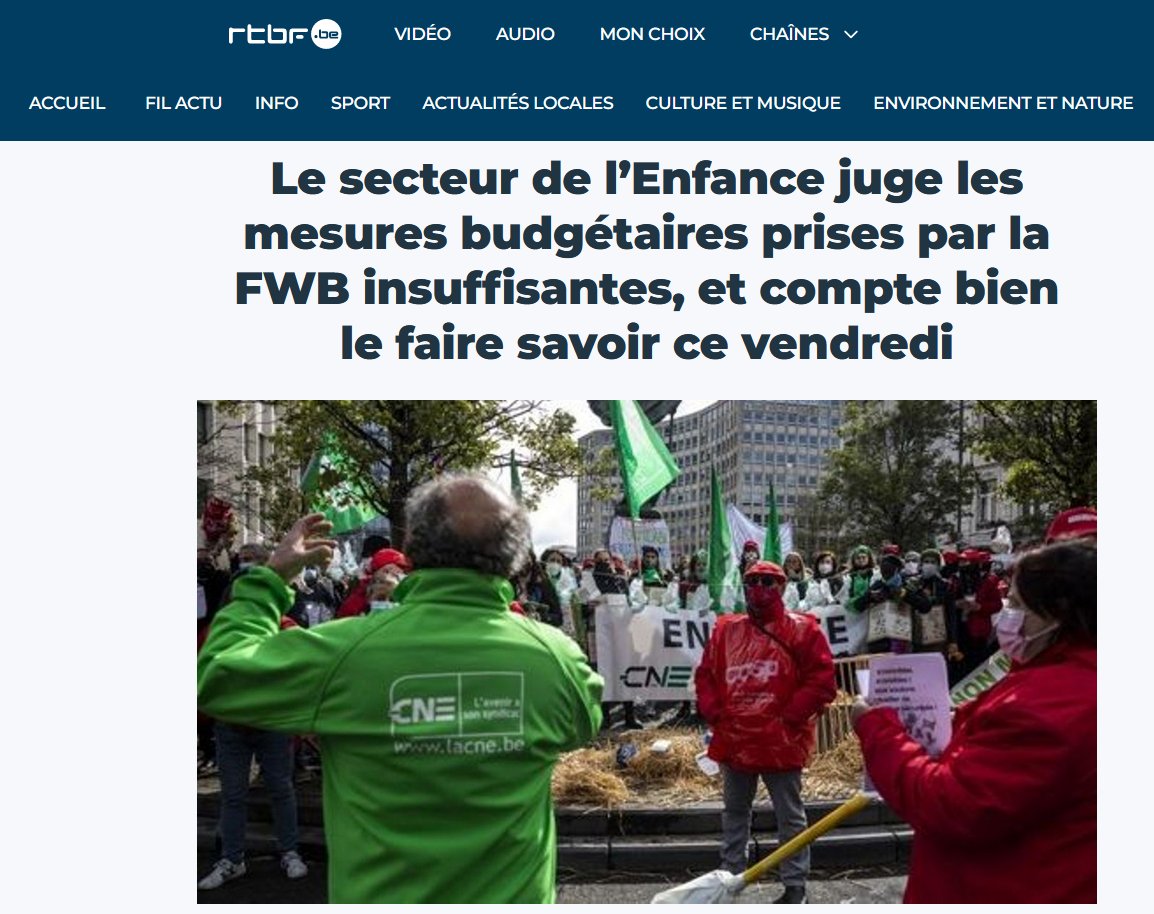 Un budget responsable en Communauté française ? Visiblement, le secteur de l'enfance ne partage pas l'avis du gouvernement PS-MR-Ecolo. Il sera dans la rue vendredi. <a href="/BenedicteLinard/">Bénédicte Linard</a> à quand un budget qui répond vraiment aux besoins des enfants et leurs parents?