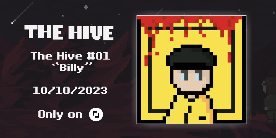 GM!

Our first private auction is starting today.

The Hive #01 - ''Billy''
 15:00 UTC on <a href="/exchgART/">Exchange Art</a>