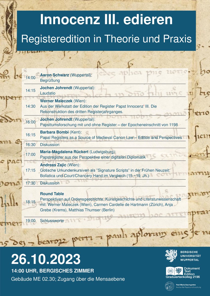 MQassiti's tweet photo. Innocenz III. edieren – Registeredition in Theorie und Praxis.

#papacy #medievaltwitter
@catecappuccio @MittelalterB @Uni_Wuppertal @imafo_oeaw @twioeg @Mediaevisten https://t.co/xhoGhFTw4R