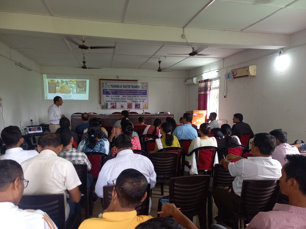 apartassam's tweet photo. Day 2 of Maize Value Chain Master Trainer's Training was a success!
The training has been conducted at Conferences Hall, Krishi Vigyan Kendra, Nagaon on 10th Oct, 2023 for the extension functionaries of Morigaon & Nagaon with 30 participants from each district.
#MaizeValueChain https://t.co/V0JP6YmRm1