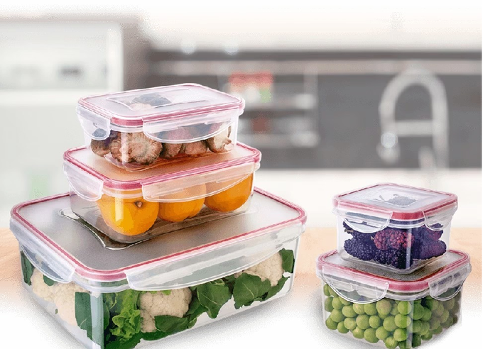 Conjunto 5 Potes Herméticos Vermelho,PLA3604-VM, Euro Home