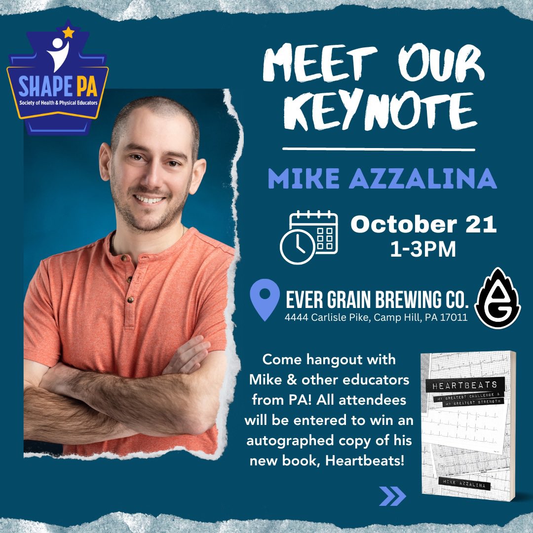 Meet our 2023 Conference Keynote, <a href="/MikeAzzalina/">Mike Azzalina</a>! 

🗓️Oct 21
⏰1-3PM 
📍Ever Grain Brewing Co- Camp Hill, PA

Come hangout w/ Mike &amp; other educators from around the state. Win a copy of his new book #Heartbeats🫀

RSVP🎟️: forms.gle/VzEWY1BbzietUe… 

#Codebreaker #EmbraceEmpowerExcel