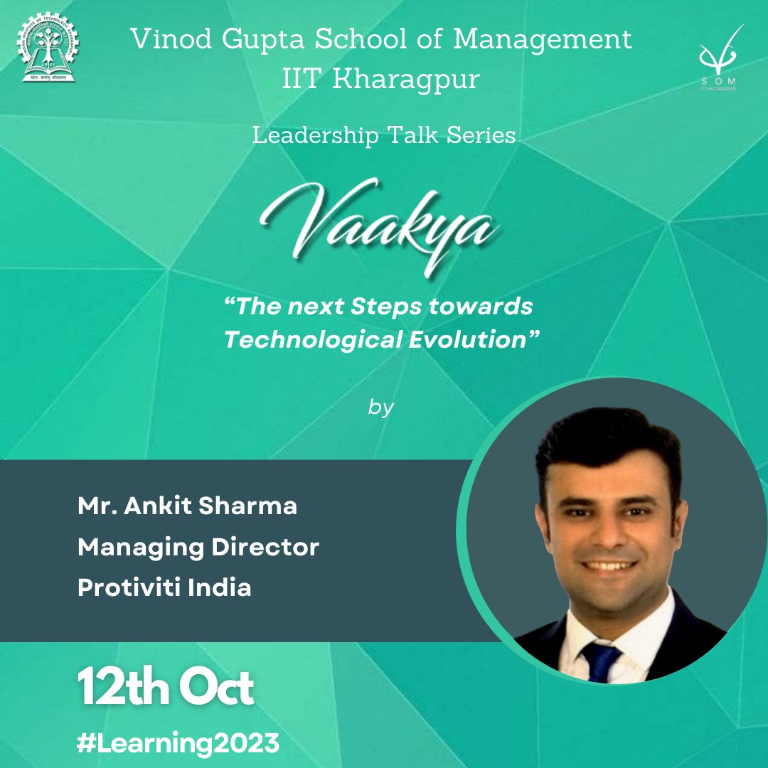 VGSOM_IIT_Kgp's tweet image. @VGSOM_IIT_Kgp is privileged to host Mr. Ankit Sharma, Managing Director at Protiviti India, as part of the Leadership Talk series, Vaakya.

@IITKgp

#TechnologicalInnovation #Protiviti #Learnings2023 #LeadershipTalk #MBA #HomeVGSoM #IITKharagpur #VGSoM