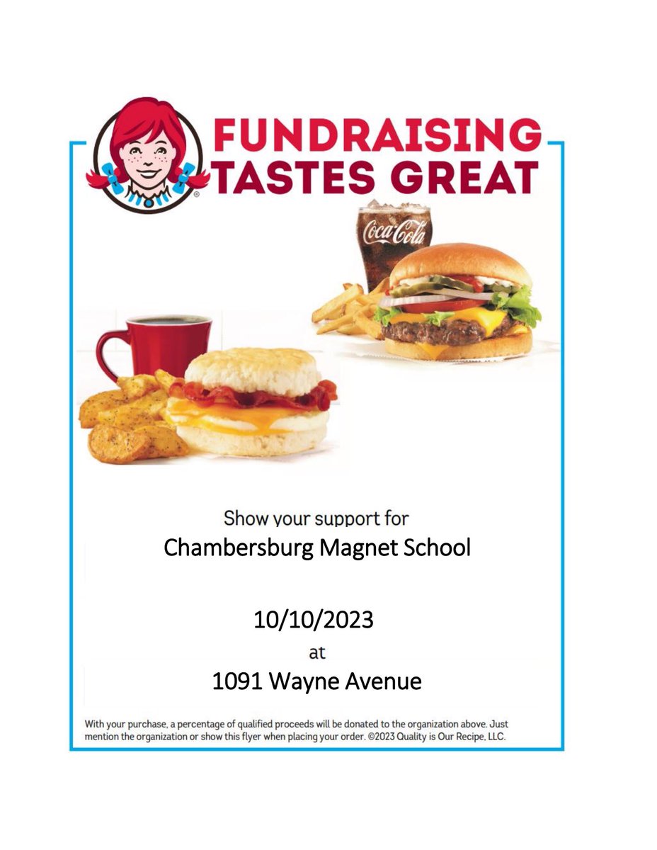 CMS_PTSA's tweet photo. TODAY!! ALL DAY!!

You must mention “CMS PTSA” or show the graphic for 20% of your total to benefit the PTSA. https://t.co/7pokovdcEw