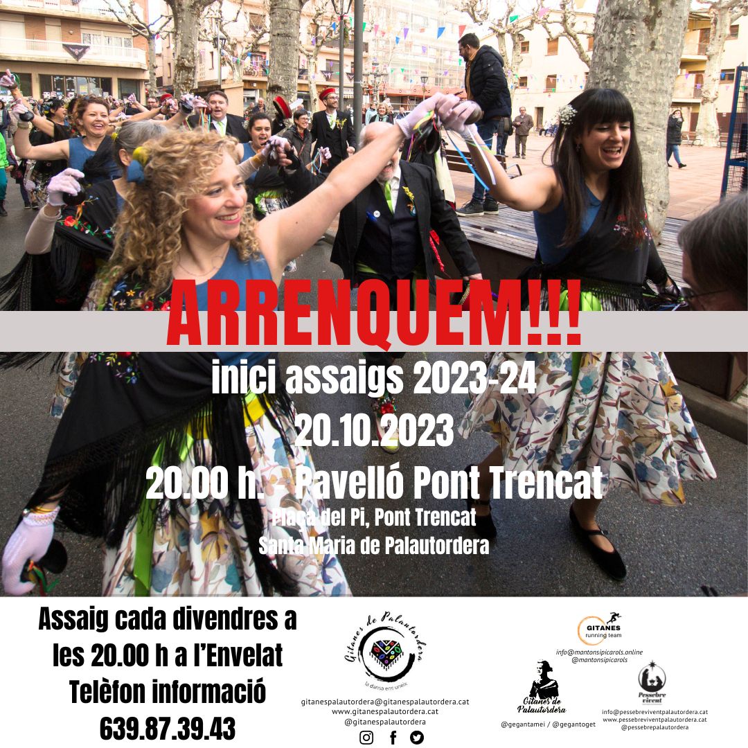 GitanesP's tweet photo. ARRENQUEM!!!
Cada divendres a partir de les 20.00 h a l'Envelat.
Inici d'assaigs al pavelló del Pont Trencat el 20 d'octubre.
#ladansaensuneix https://t.co/JIhEDrwgLH
