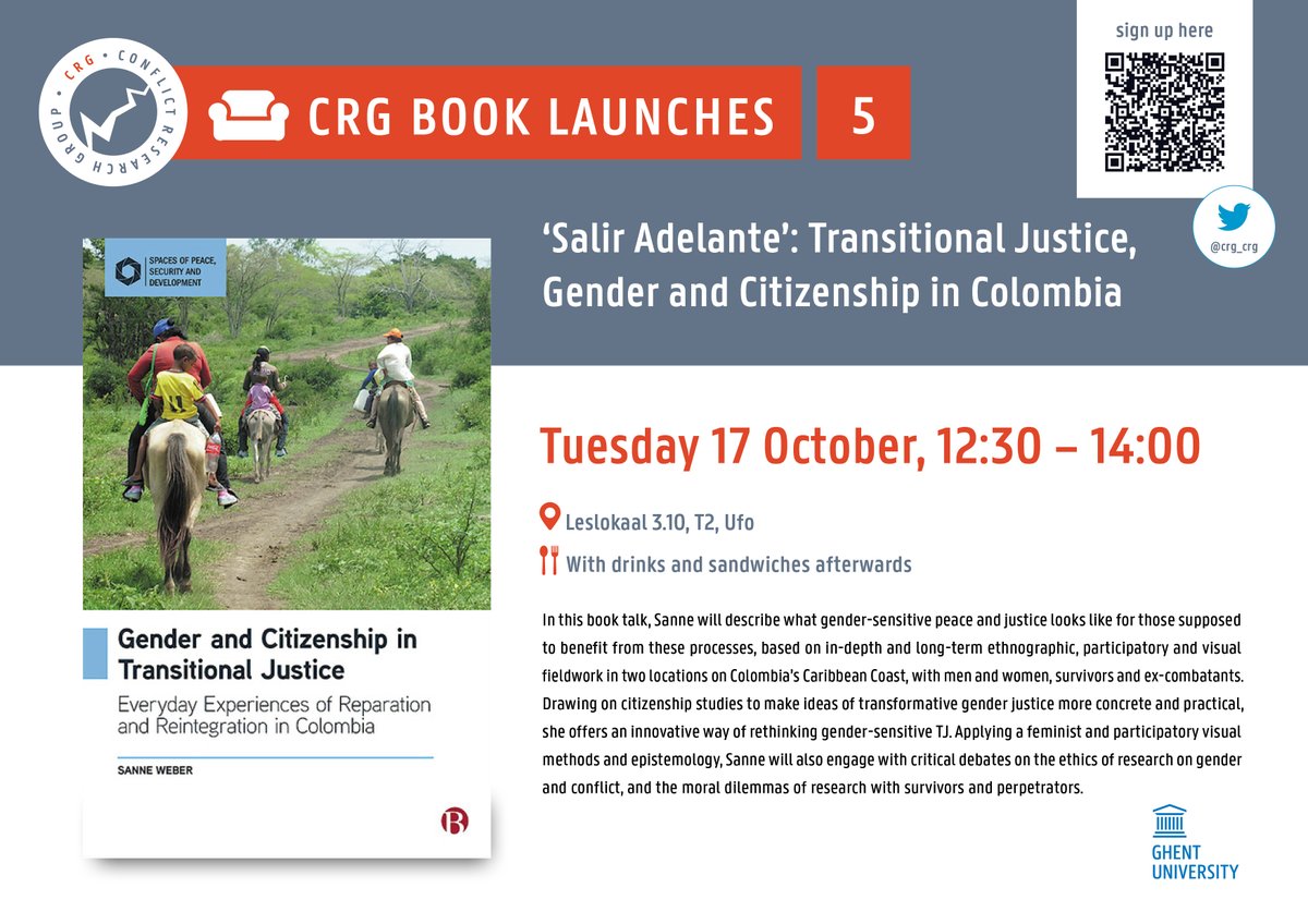 Next week Sanne Weber will join us for an interesting talk about her book on transitional justice, gender and citizenship in Colombia!