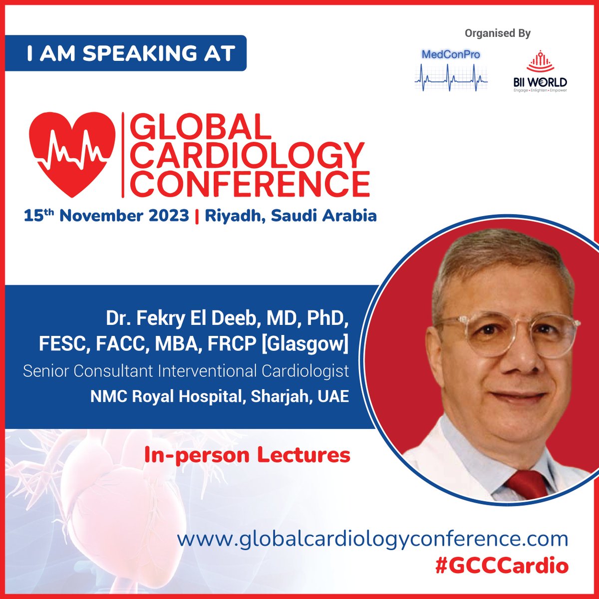 GlobalCardio23's tweet photo. (https://t.co/RCM9WSSKac) We're thrilled to welcome Dr. Fekry Eldeeb, Sr. Consultant in Interventional #Cardiology at
@nmcroyalsharjah
, and NMC Specialty #hospital Al Ain, #Dubai, #UAE, as a scientific committee member and #Speaker at the #GlobalCardiologyConference! https://t.co/stSOn0Ex5z