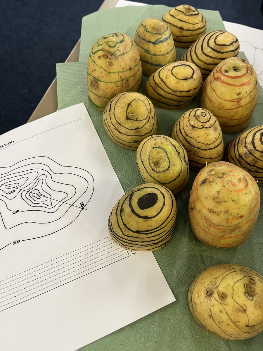 BWSGeography's tweet photo. Year 7 OS map skills continues with contour lines… on potato hills 🥔
#maps #mapskills #potato #contourlines #geography #teacher https://t.co/PR0xqr0NAv