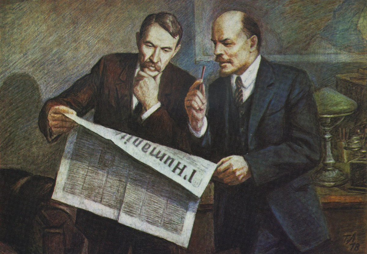 'V. I. Lenin and Marcel Cachin', by B. Lebedev, 1988