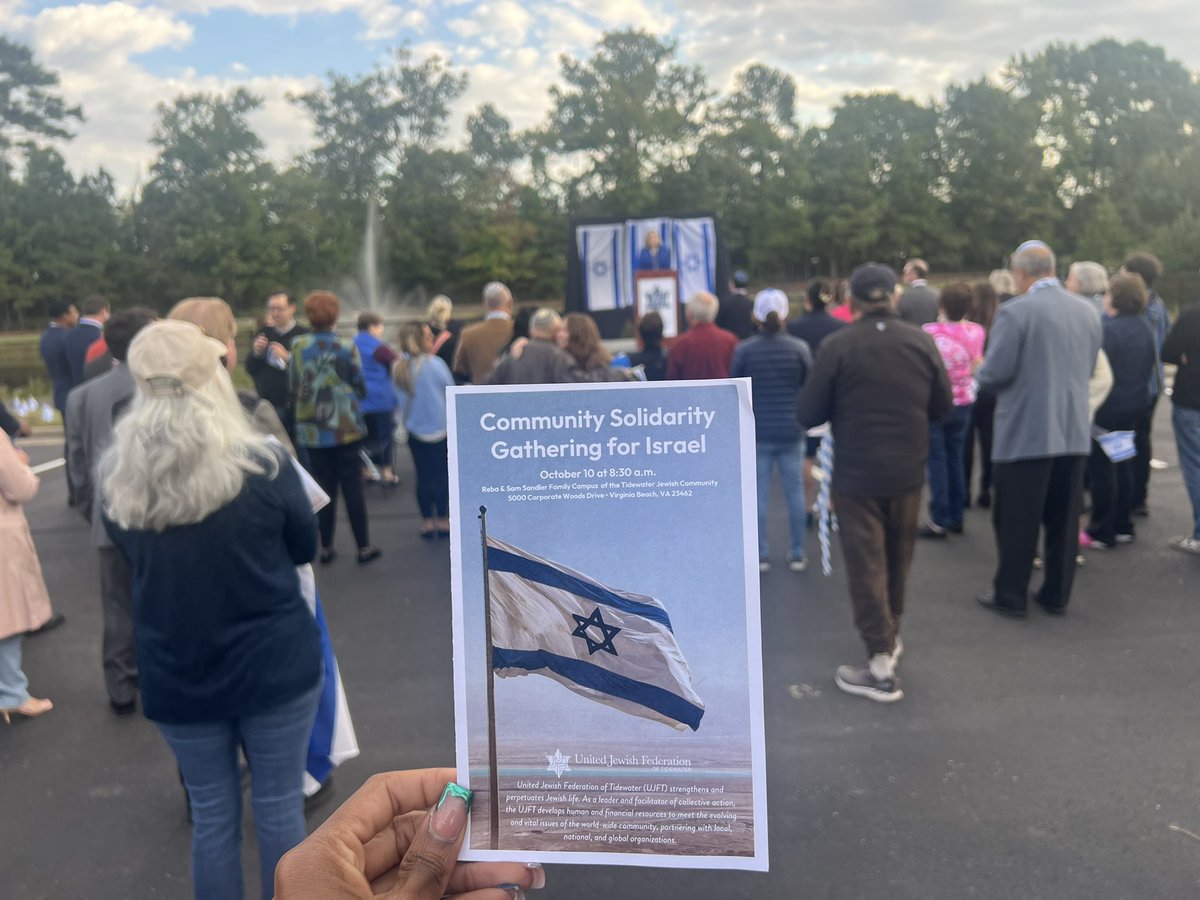 Happening Now: Families and members of the Jewish community in Virginia Beach gather to show support of Israel. I’ll have updates on air and online <a href="/WTKR3/">WTKR News 3</a>