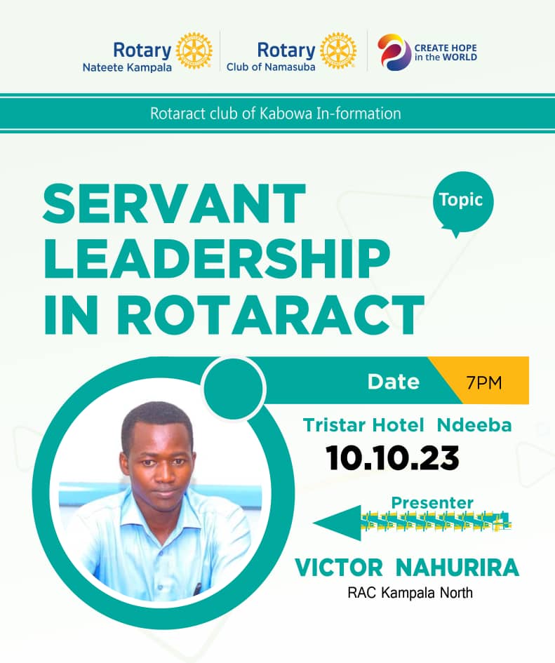NahuriraVictor's tweet photo. Tonight @rackabowa , as we Learn together more about Encourage  Diversity of thoughts , creation of a Culture of Trust and others . Let's be there for more about the Servant Leadership in Rotaract/Rotary. https://t.co/9zzvmlJ77t
