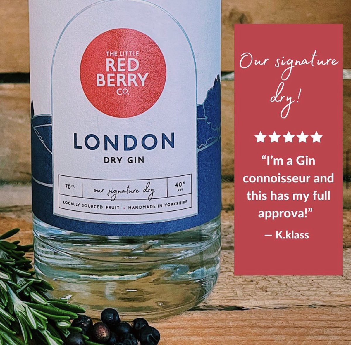 Our London Dry is a beautifully bold Gin. Notes of punchy coriander seeds & citrus zest, spiced pink peppercorns, rich & aromatic hardy Juniper and a top secret blend of botanicals to marry these flavours together. thelittleredberry.co.uk #Gin #vegan #yorkshire #familybusiness