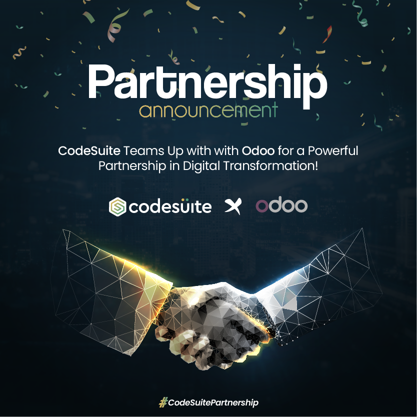 code_suite's tweet image. 🎉 Exciting News Alert! We're thrilled to announce our new partnership with Odoo! 🤝
👉 +92 323 0410420
✉️ codesuite@outlook.com
🌐 codesuite.org
#codesuite #odoo #partnership #digitaltransformation #strategicsolutions #innovation #businessgrowth #newbeginnings