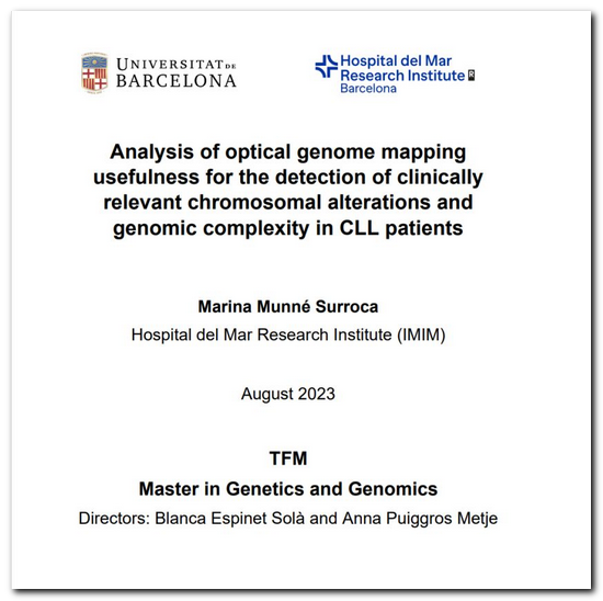GregLarssen's tweet photo. $BNGO - Bionano

Another student on our planet, Marina Munné Surroca,  completes her  master thesis  at the University of Barcelona, Spain, with OGM as her main subject :

"Analysis of the usefulness of Optical Genome Mapping for the detection of clinically relevant chromosomal alterations  and genomic complexity in patients with CLL"

Excellent !

https://t.co/Cpla2baEHq?