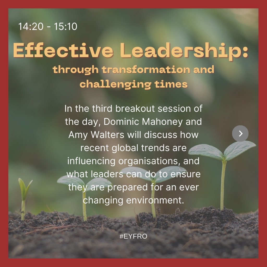 mairi_holmes's tweet photo. Two speakers for this year’s #EYFRO will be Dominic Mahoney and Amy Walters!

At 14:20 on Monday 13 November they will be discussing the future of #leadership in changing times.
Register today at https://t.co/bpQ8i44VEf https://t.co/DUwhMDPcr2