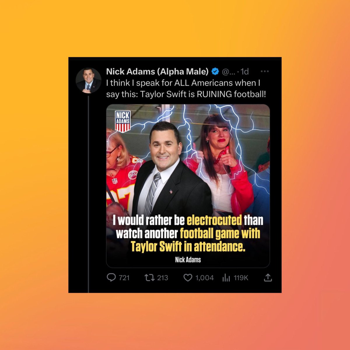 ThePopFlop's tweet photo. 🚨 | Men are mad at Taylor Swift for attending 2 football games https://t.co/VoU9ujEKZY