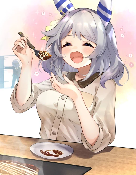 お食事中なミラ子ちゃん#ウマ娘#ヒシミラクル 