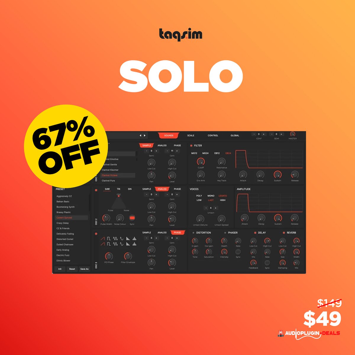 SampleSReview's tweet photo. 67% Off SOLO: World Lead Synth by TAQSIM https://t.co/5x3ZJwgWAM
$49 (normally $149)
#synth #plugindeals #pluginsales #musicproduction #musicproducer #producerlife #musicproducers #composer #deal #deals #TAQSIM https://t.co/0zCGXaRVAn