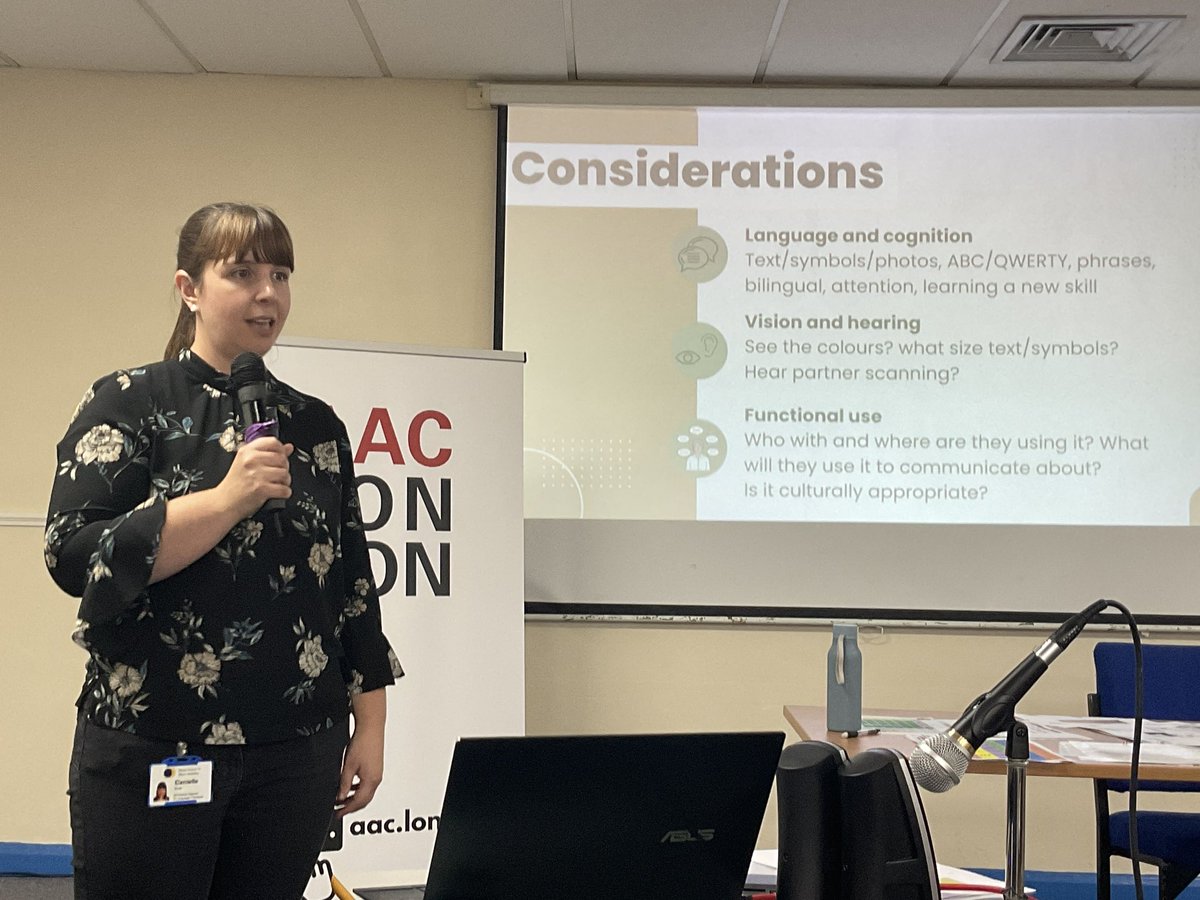 aaclondoncen's tweet photo. After lunch speaker:) Dani Bryan presenting on the aspects of Low Tech AAC #AAC #lowtechaac #alternativeaac https://t.co/3dh29zxdfB