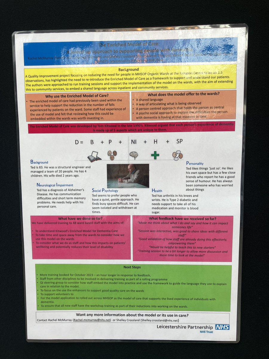 ShelleyCrossla2's tweet photo. @RachMcSLT @AHPs_LLR #LLRAHPS @ColledgeRebecca AHP working at its best. Sharing our practice at the AHP conference on embedding a dementia model of care into practice https://t.co/5hAxFg273u