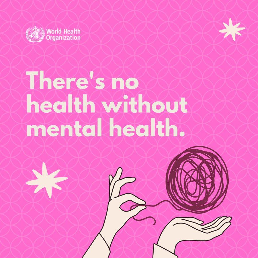 Toda is #WorldMentalHealthDay Mental and physical health are interlinked; for instance, cardiovascular disease can result in #depression and vice versa. Let's talk about #MentalHealth. Let's give physical and mental health equal priority. #WHO75 #WMHD23