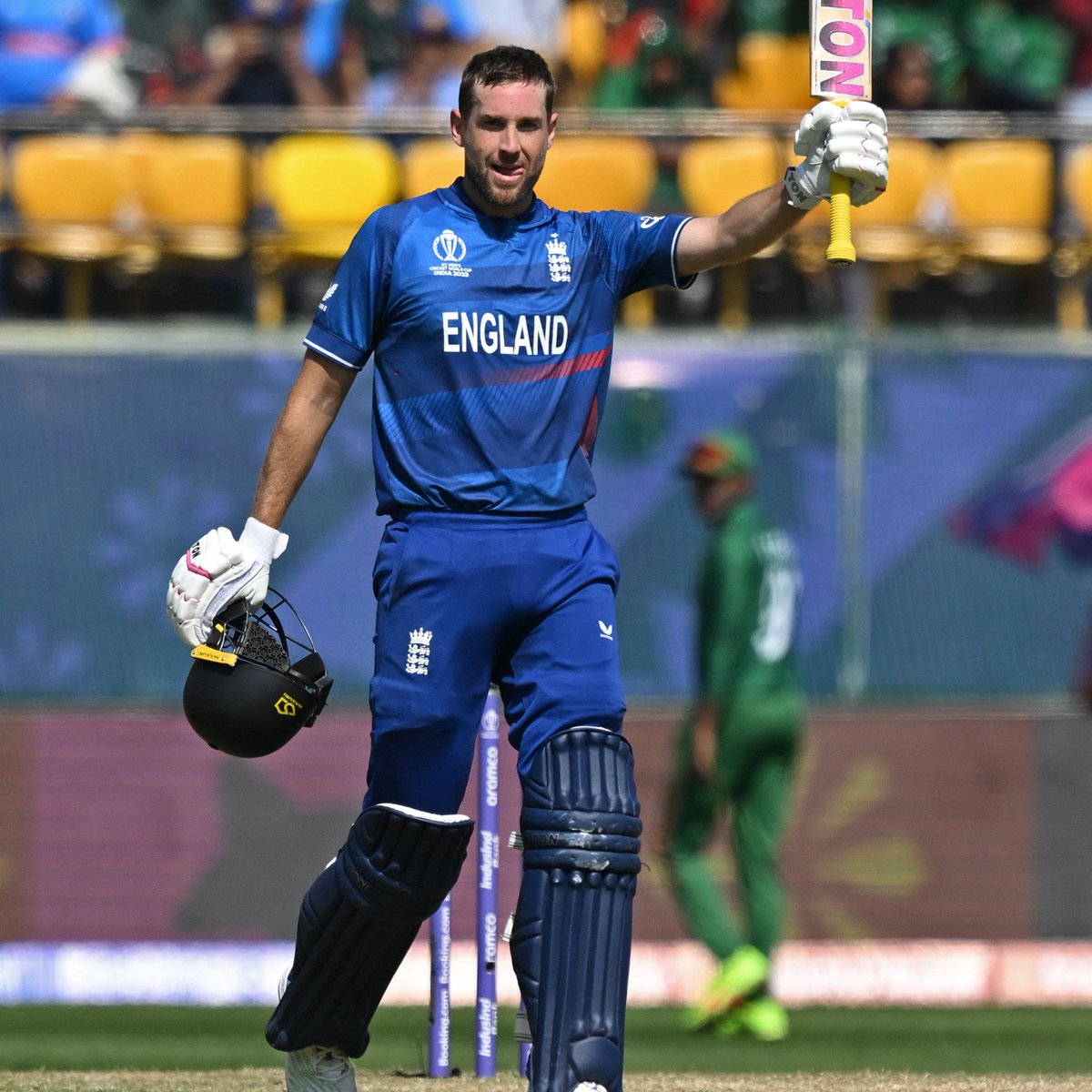 DAZN_UK's tweet photo. England get 🔙 on track 

The current World Cup champions get their 1st victory of #CWC23 as they dominate Bangladesh in Dharamsala.

David Malan's 💯 the pick of the batting whilst Reece Topley finds 4 wickets in his opening game of the campaign. https://t.co/j7BKyFiHBJ