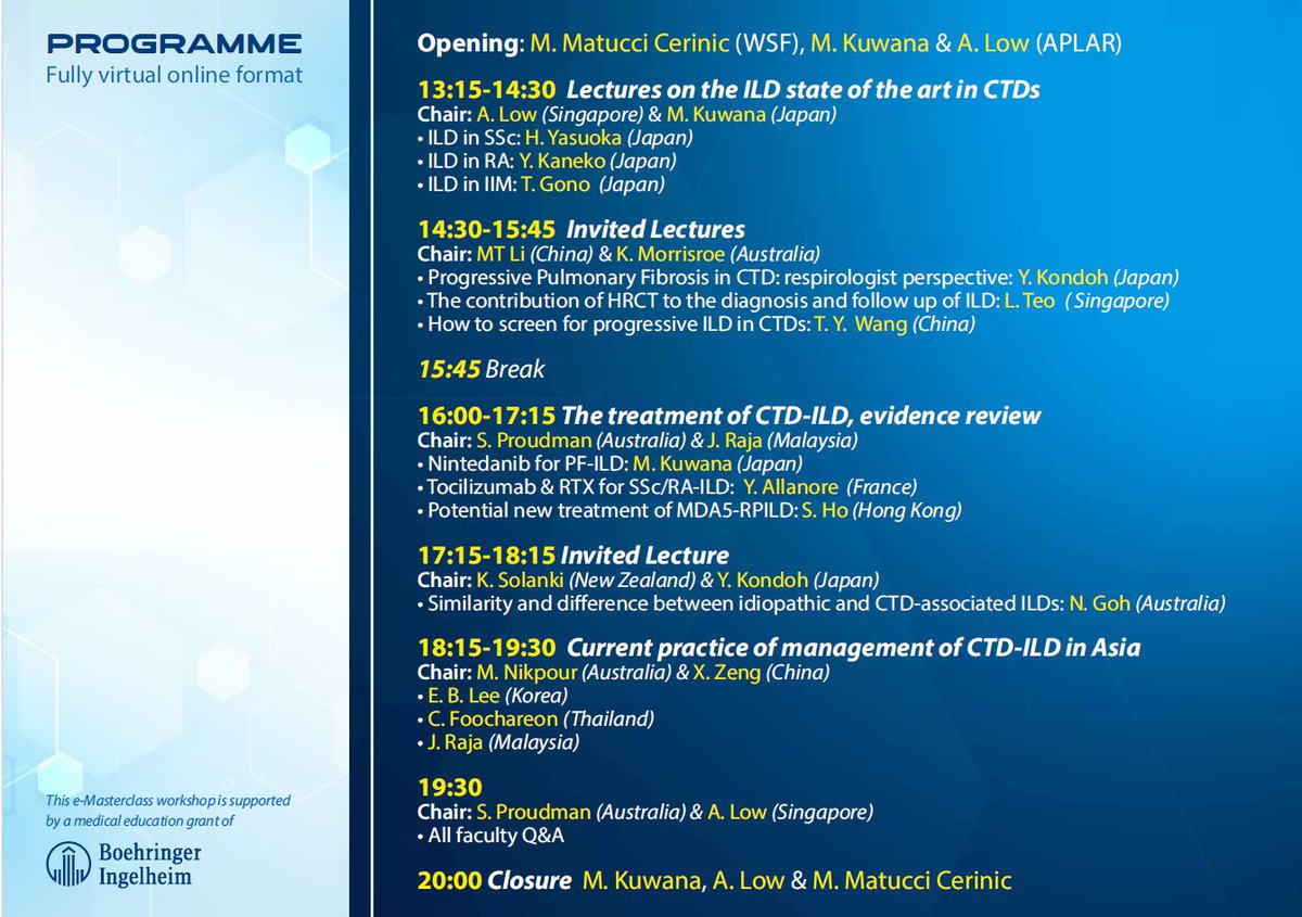 📢joint e-Masterclass on #ILD in #CTD 

🗓️ November 4th , 2023 

🏃‍♂️🏃 Hurry up and subscribe                                                    

👉masterclasses.worldsclerofound.org  

🤲Lots of intresting lectures!!

<a href="/Worldsclerofnd/">World Scleroderma Foundation</a> <a href="/EUSTAR_org/">EUSTAR</a> <a href="/APLAR_org/">APLAR</a>